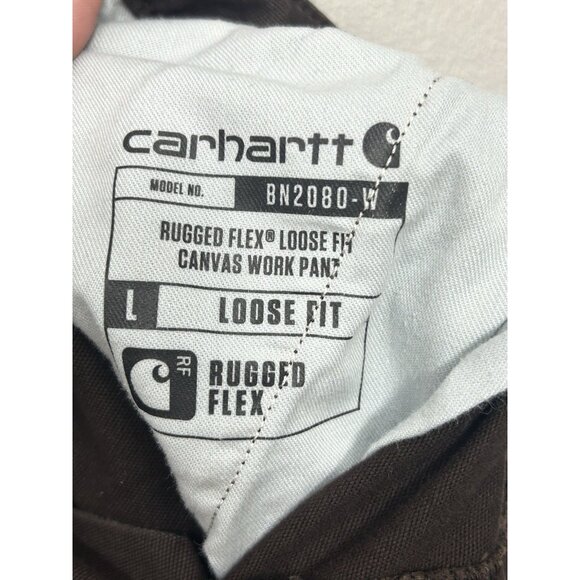 Carhartt Loose Fit Womens Carpenter Pants Size 14 TALL Brown Rugged Flex Work - Picture 5 of 7